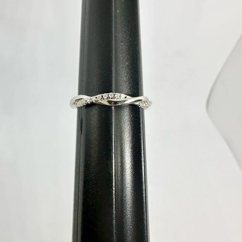 Moissanite Wedding Band Twisted Ring Anniversary GRA Certified 925 18K